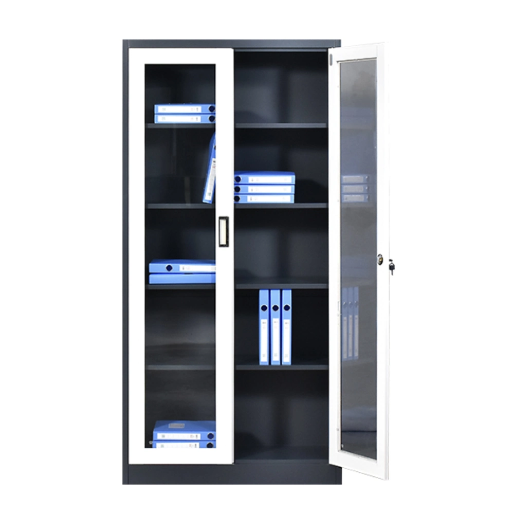 Filing Cabinet Metal Storage Cupboard Glass Door Office Equipment