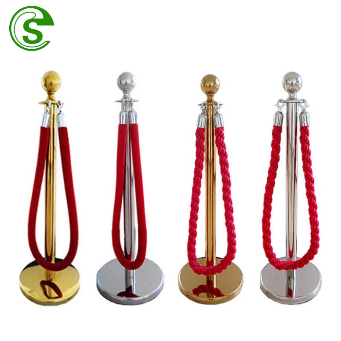 Golden Queue Barrier Post with Carpet Velvet Rope Barrier Stanchion Best Price