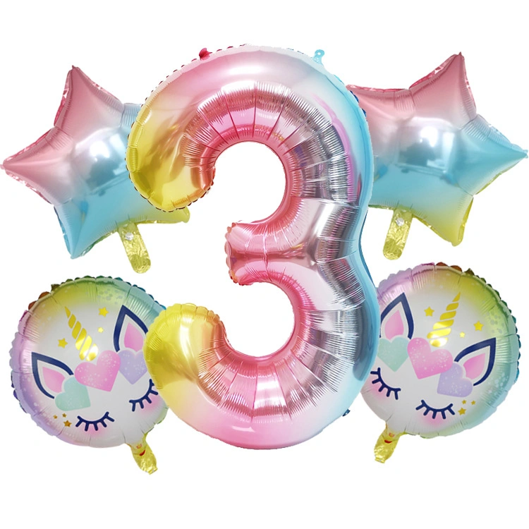 Unicorn Kids Birthday Party Decoration 40 дюймов номер Фэлль надувные шары