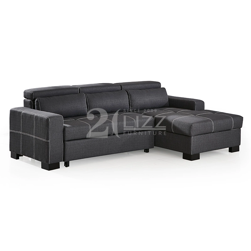 Modern Design Living Room Leisure Genuine Leather Corner Sofa Bed with Storage Function