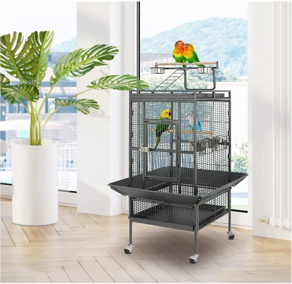 61 pulgadas 2en 1 grandes Cages para aves en venta con soporte rodante Playtop Parrot Chinchilla Finch Cage