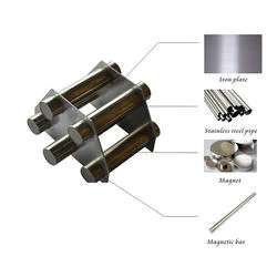 Rejilla de imán para tolva ND, imán de filtro magnético NdFeB, 7 barras, 9 tubos, 11 tuberías, imán para tolvas de máquinas de moldeo por inyección