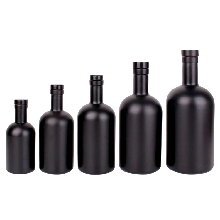 All Size Colored Matte Black Transparent Glass Wine Bottle 200ml 375ml 500ml 750ml with Stopper Stocked