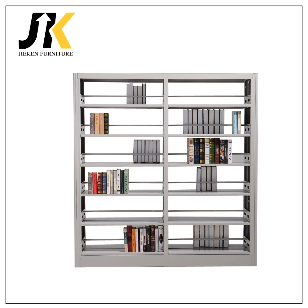 Office Furniture Double-Sided Steel-Wood Floor Bookcase Free-Standing Bookshelf