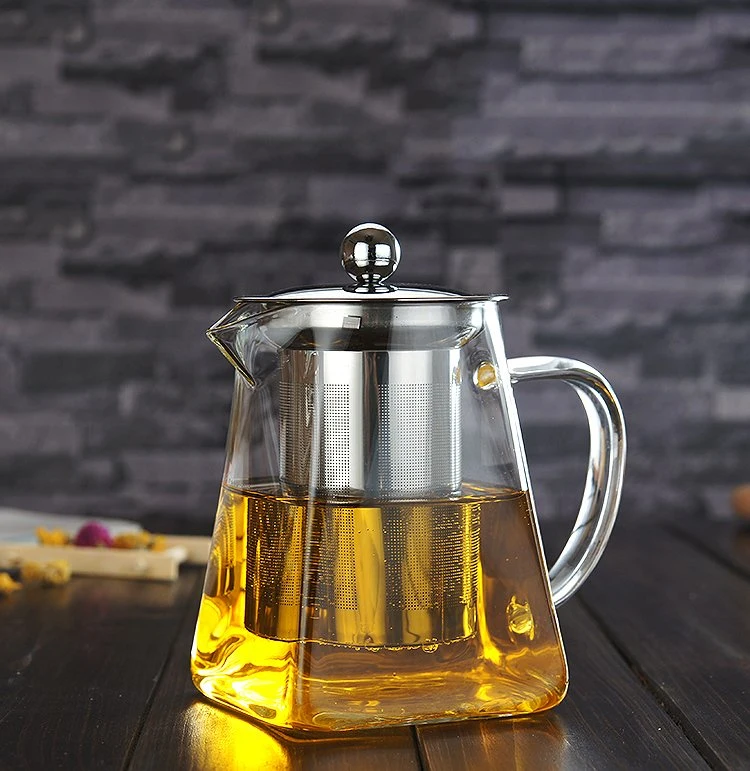 Borosilicate Glassware Drinking Pyrex Teapot Set with Stainless Steel Filter