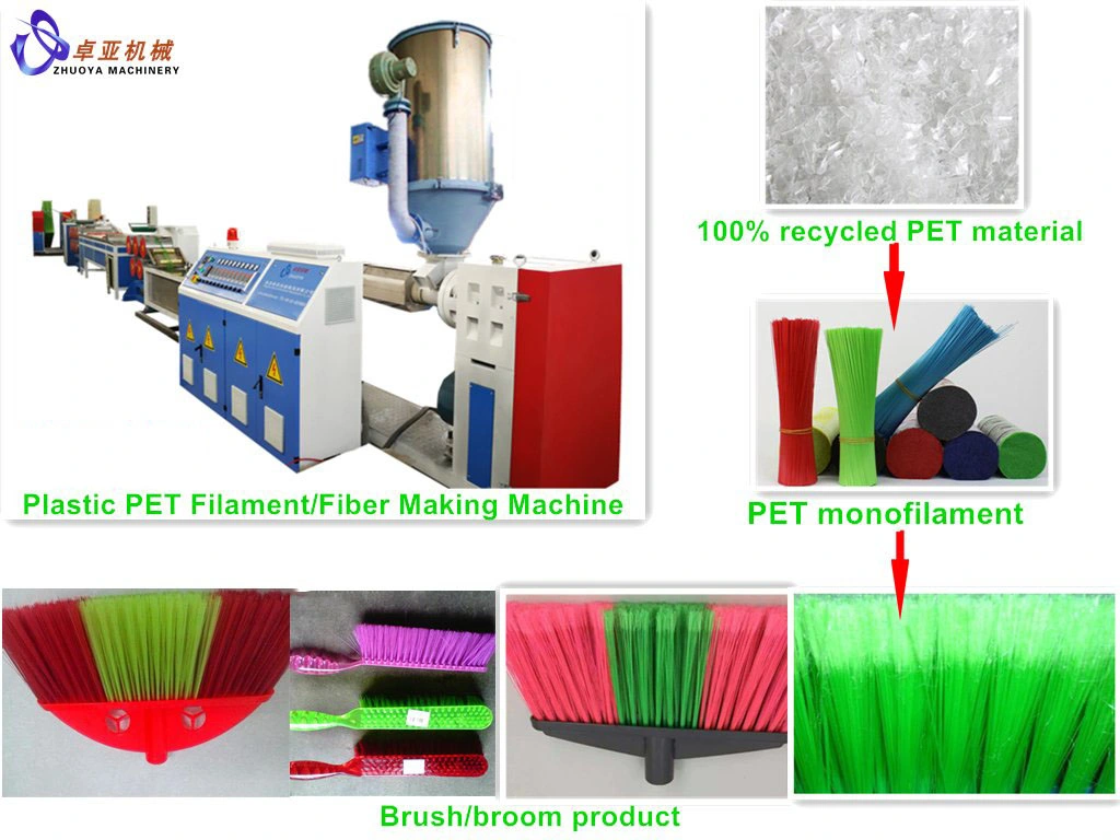 PP hilo monofilamento máquina extrusora de filamentos de fibra de polipropileno cepillo escoba de la línea de extrusión de hilo