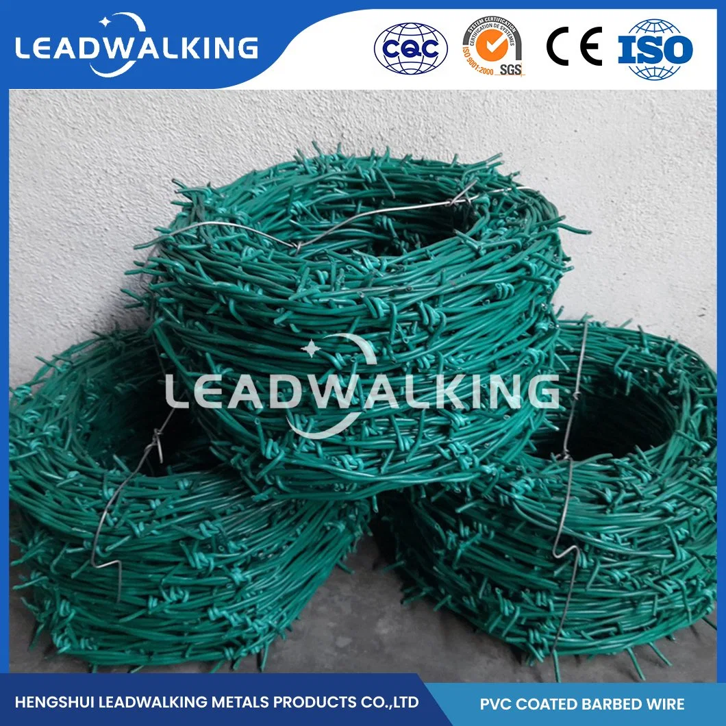 Leadwalking 250m/500m Galvanized Barbed Wire Fabricators ODM Custom Caltrop Galvanized Barbed Wire China 5m Roll Length PVC-Coated Barbed Wire