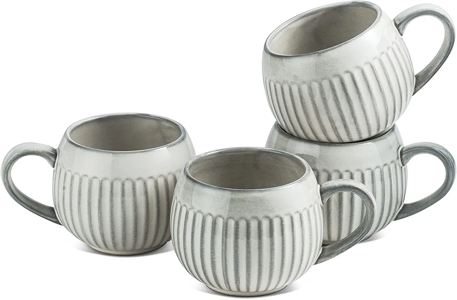 Christmas Coffee Mugs Set of 4 Large Ceramic Coffee Cups Set Tea Mug Farmhouse Coffee Mugs 550ml Unique Glazed Mug with Handle Christmas Gifts