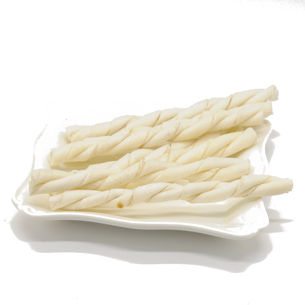 Huhn/Ente White Rawhide Twists OEM getrocknetes Fleisch Wrap natürliche Rawhide Für Hund