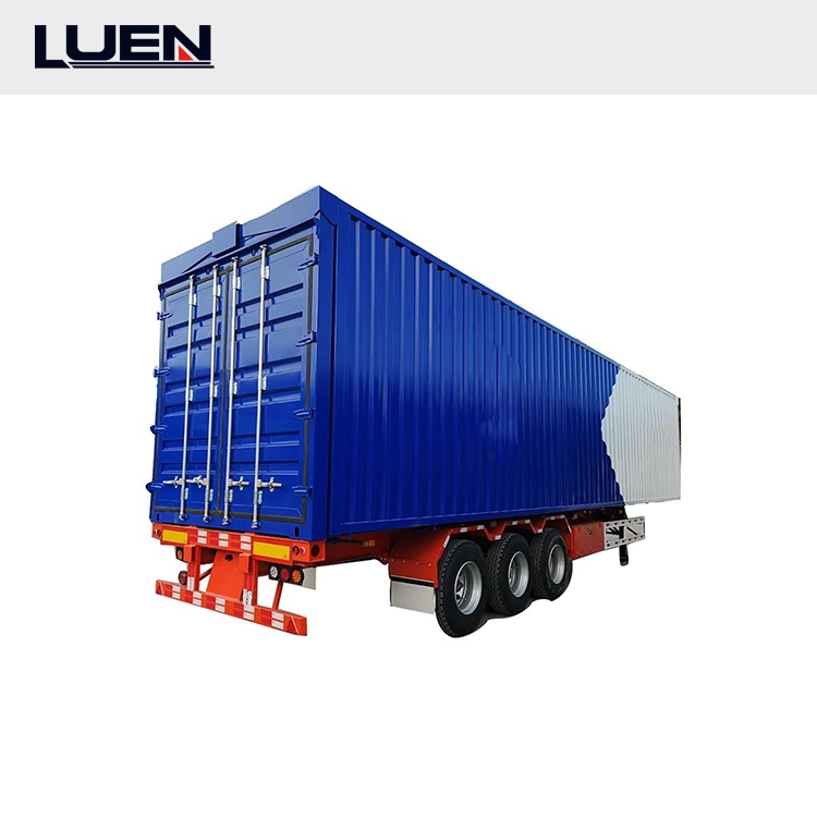 Semi-reboques de caixa padrão de 3 eixos mais seguros da Luen para transporte Bens a granel