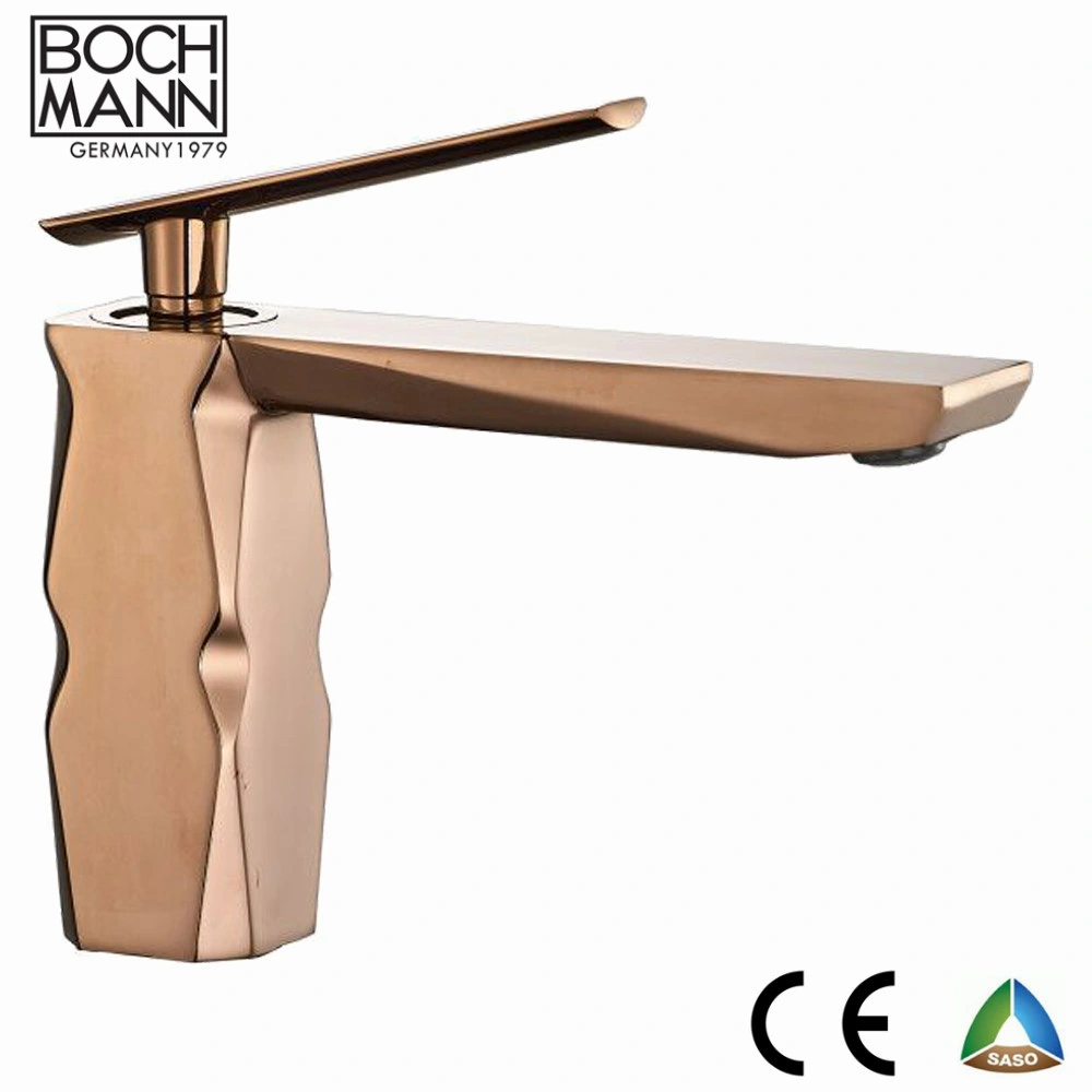 Luxury Design High quality/High cost performance  Golden Color Diamond Shape Long Spout Basin Faucet