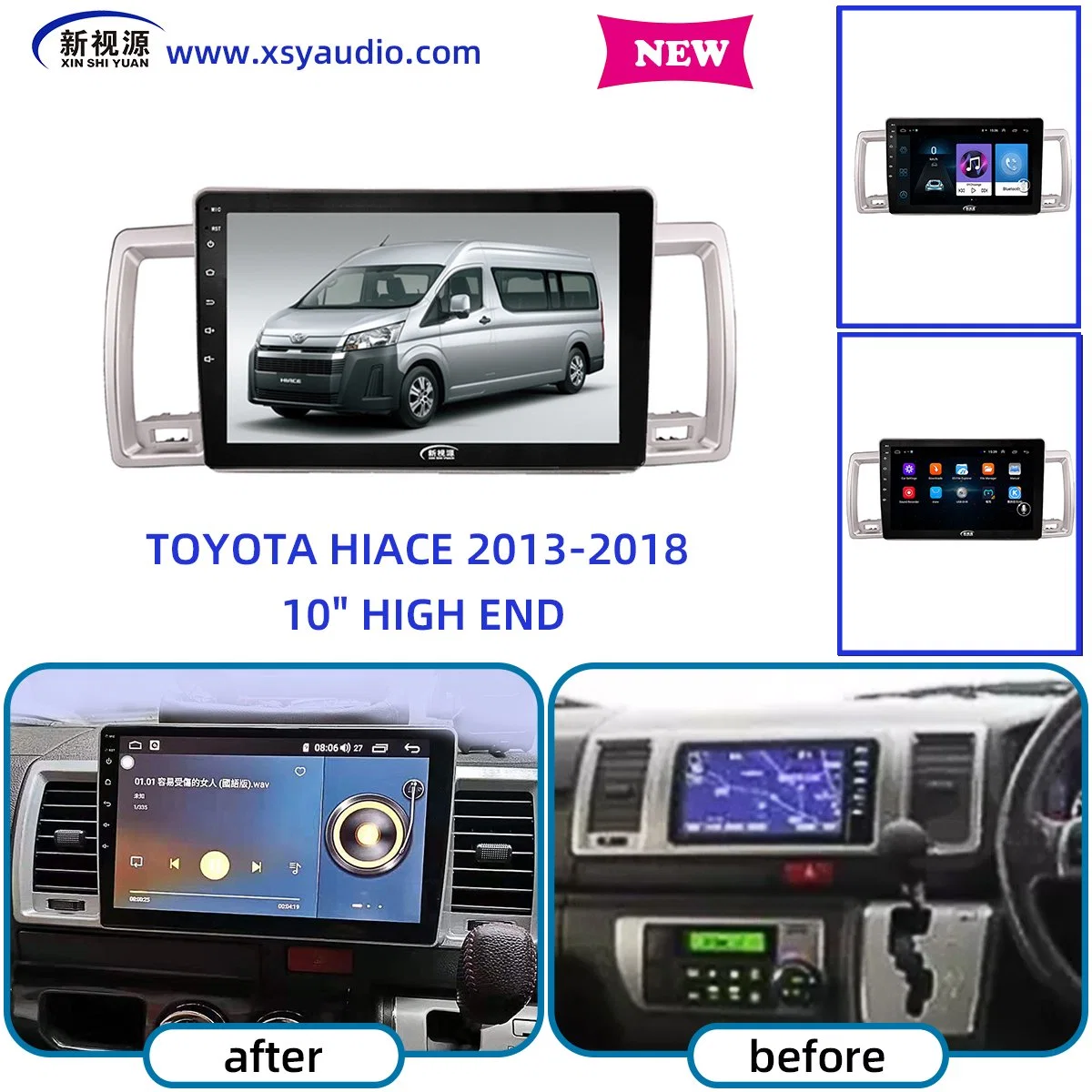 Factory Offer Automotive GPS Tc102 Toyota Hiace 13-18 Car Navigation System with Modern Design