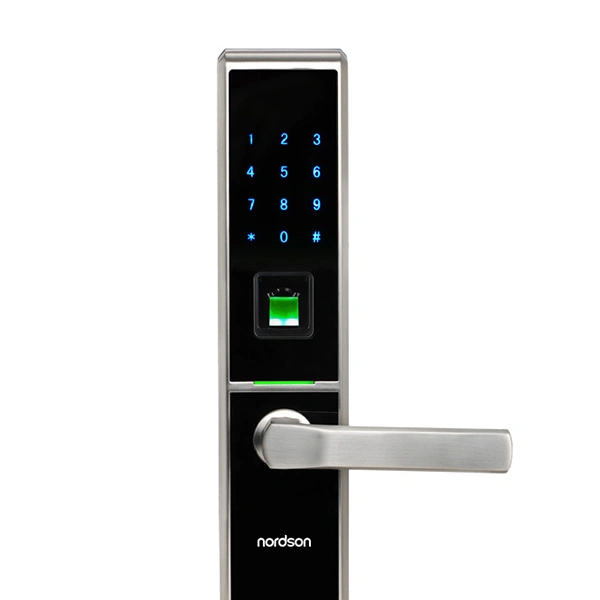 Narrow Frame Electronic Fingerprint Password Smart Office Hotel Door Lock Frameless Sliding Glass Aluminum Fingerprint Door Lock