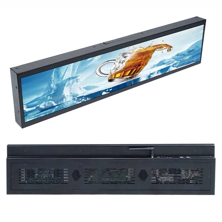 36.5 Inch Super Wide Stretched Bar LCD Full Menu Display Digital Signage Player