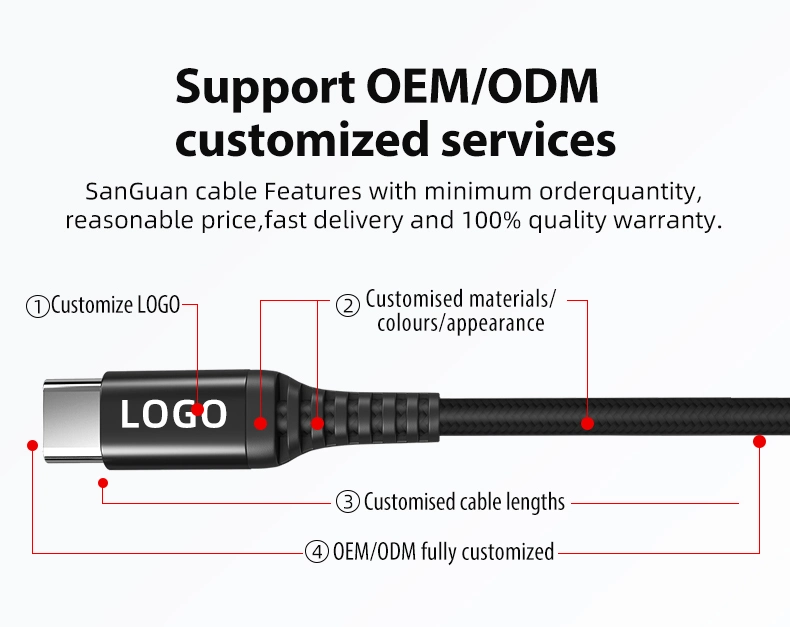 Cable USB C de carga inteligente de alta velocidad Accesorios para celular USB para cargador de teléfono