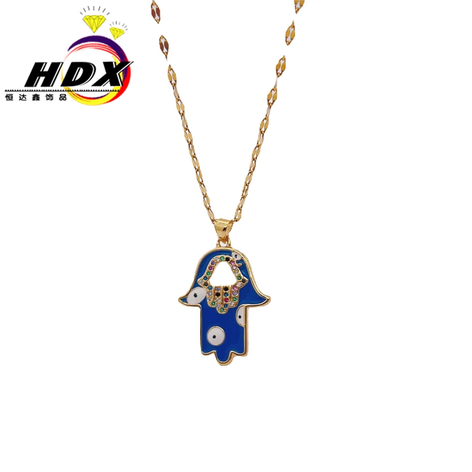 18K Gold Devil's Eye Diamond Pendant Necklace