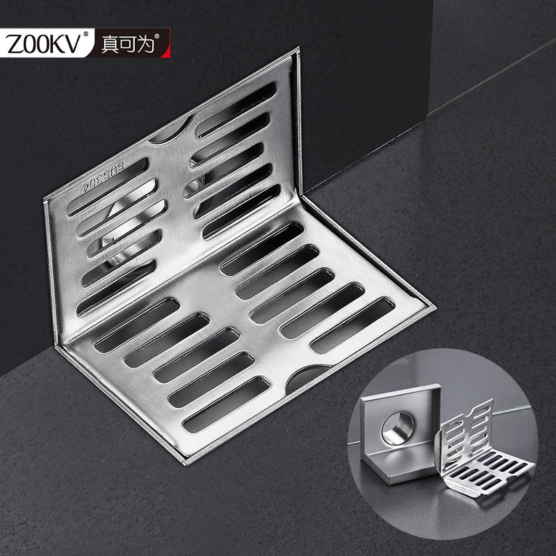 Unique Design Anti Odour Bathroom Floor Strainer Floor Trap Shower Drain Stainless Steel L Type Wall Side Corner Floor Drain