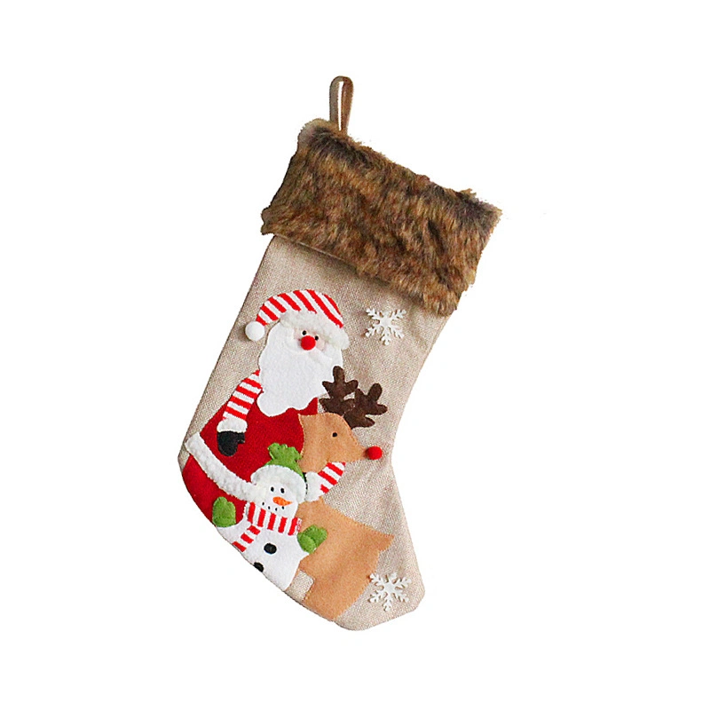 Plush Christmas Socks Older Snowman Elk Candy Bag Embroidery Gift Socks Christmas Tree Gifts Sock