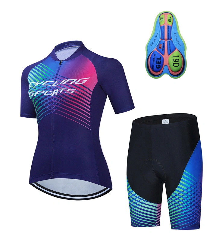 Radsport Bekleidung Kurzarm Set Sommer Damen Top Shorts Soak Up Air Fahrradtrikot