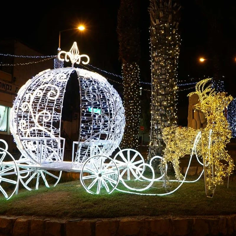 3D decoraciones de Navidad Animal luces Motif Carro de caballo Boda Park Jardín decoración Cenicienta Real Princesa lámparas decorativas