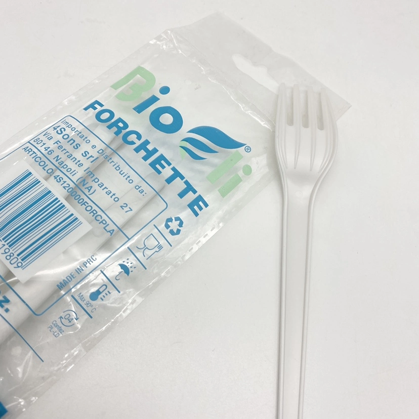 Heat-Resistant 100% Compostable Whitecutlery Disposable PLA Fork