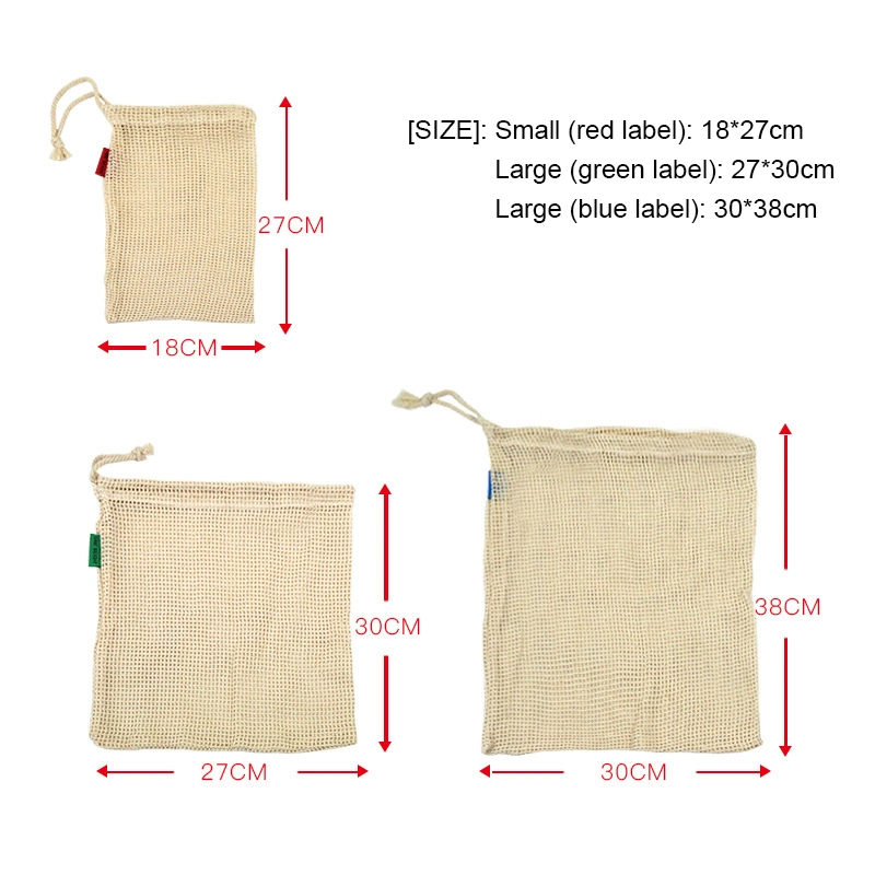 Reusable Organic Cotton Mesh Grocery Shopping Produce Vegetable and Fruit Bags