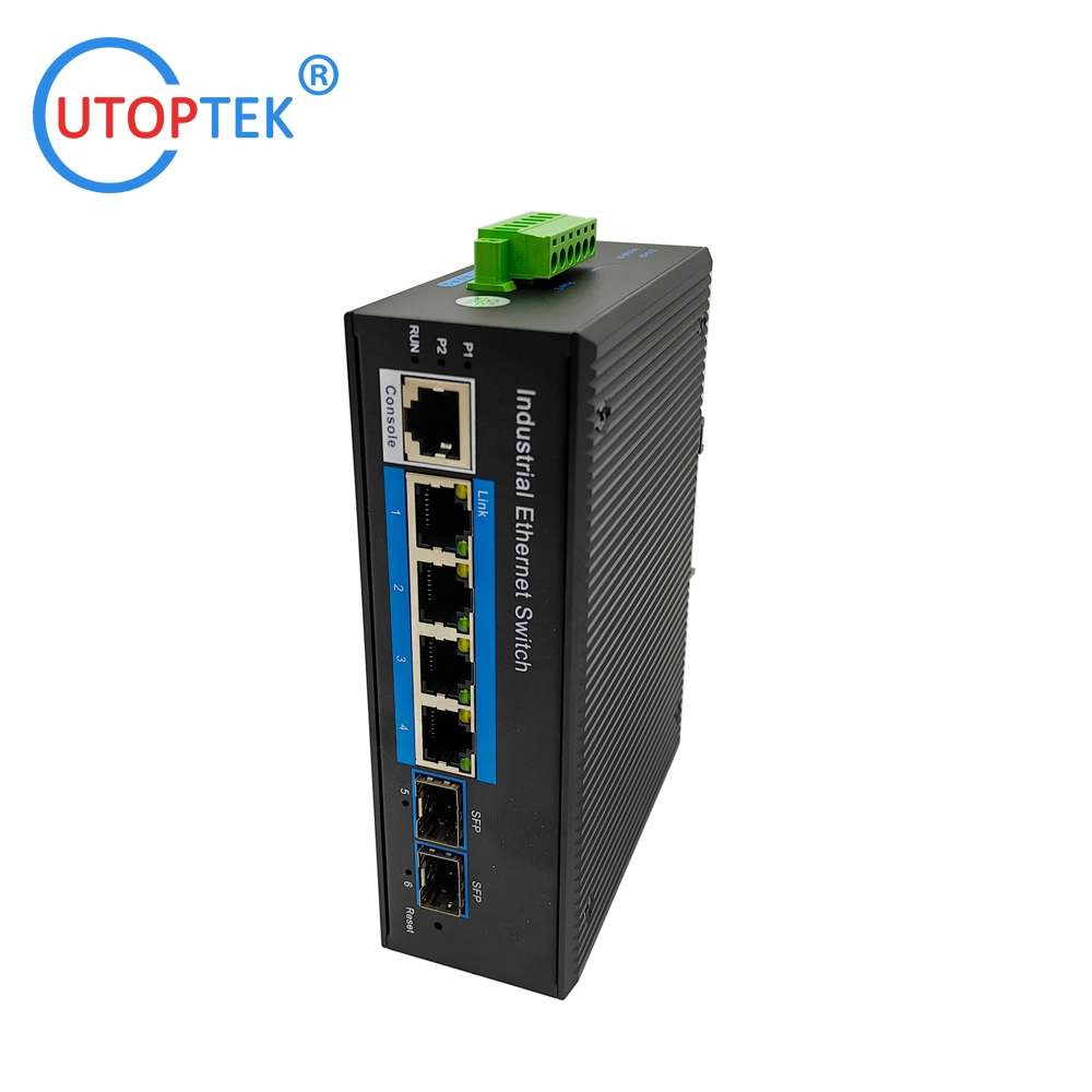 По промышленному стандарту DIN 4X10/100/1000 Мбит/с Ethernet 30W 2X1000M SFP сеть Ethernet Poe IP40