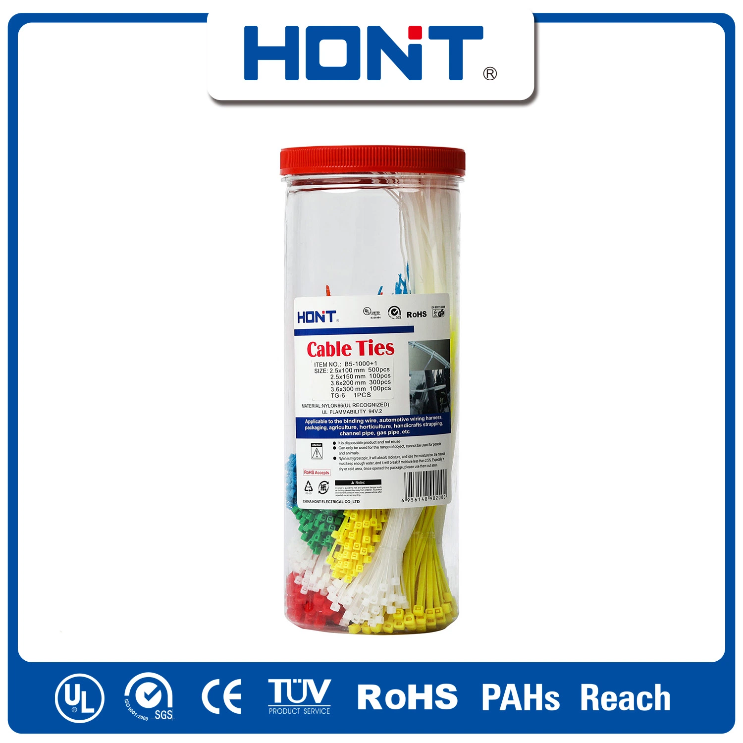 Hont 2.5/3.6/4.8/7.2/9/12 Plastic Bag + Sticker Exporting Carton/Tray Tie Zip