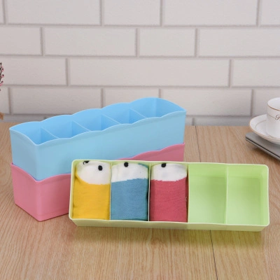 5 Cells Plastic Organizer Storage Box Used for Tie-up Bra Socks