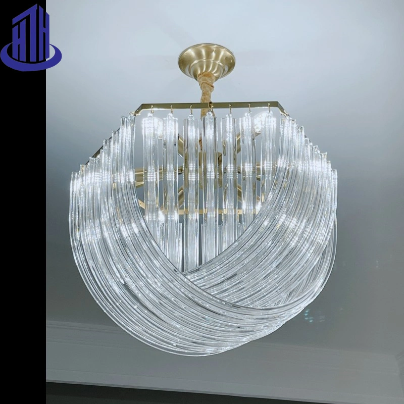 E14 D30/50/65/80 cm lustre de cristal pendente nórdico de luxo em forma de U (3001)