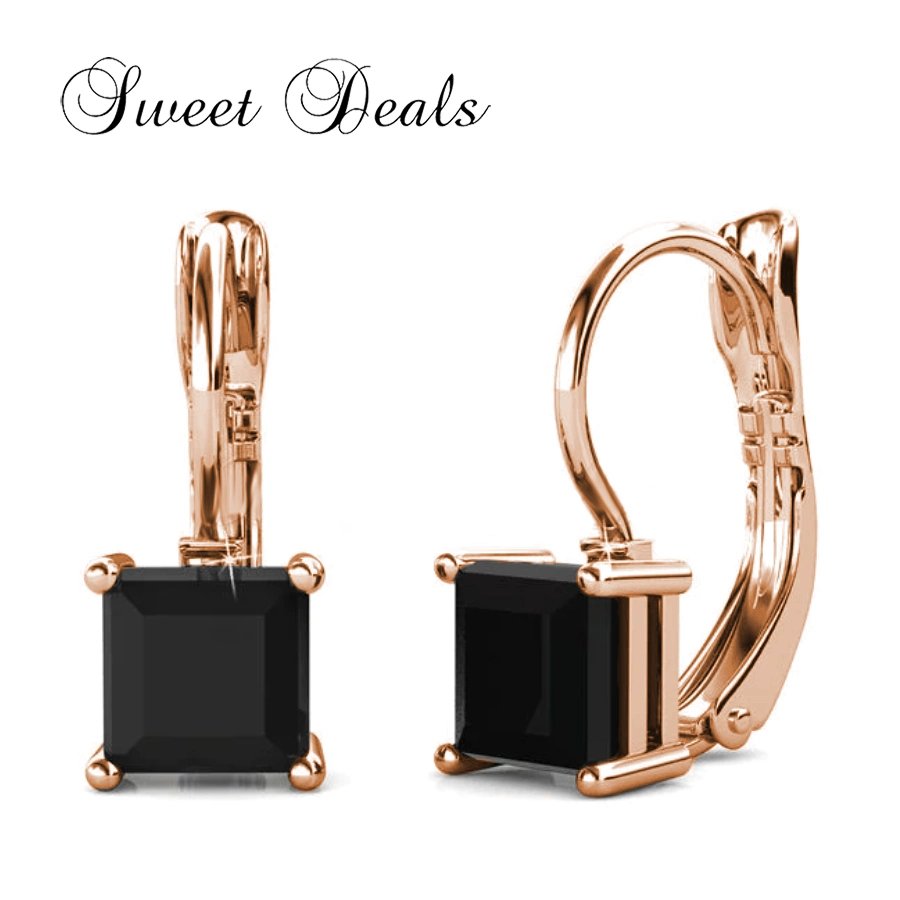 Fashion Square Zirconia Earrings 18K Gold Plated Jewelry