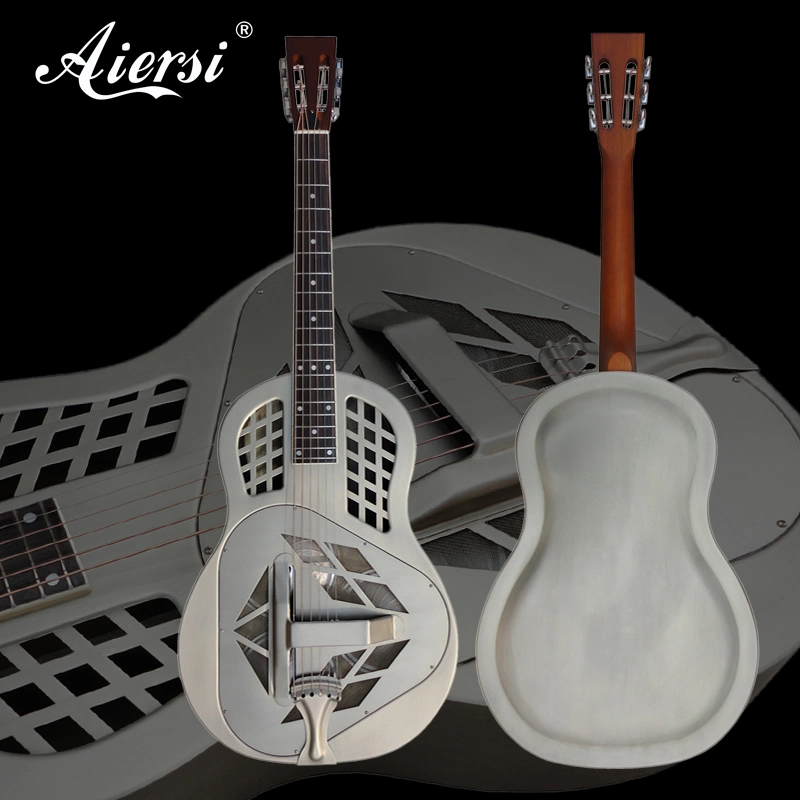 Aiersi Brand Brass Body Vintage Finish Tricone Resonator Acoustic Guitar Instruments