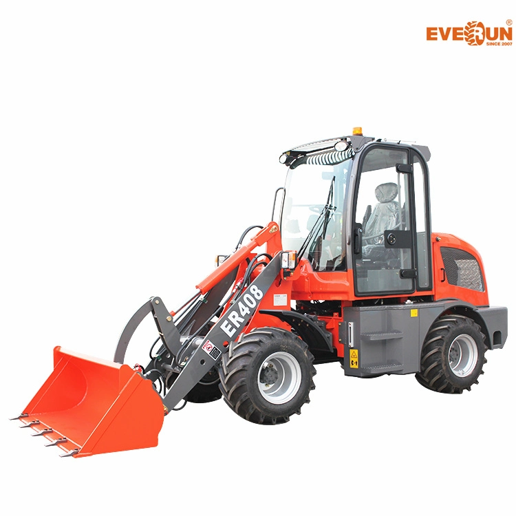 Everun Er408 800kg EPA CE high quality S355 steel material Hydraulic Compact Articulated bucket Mini Wheel Loader