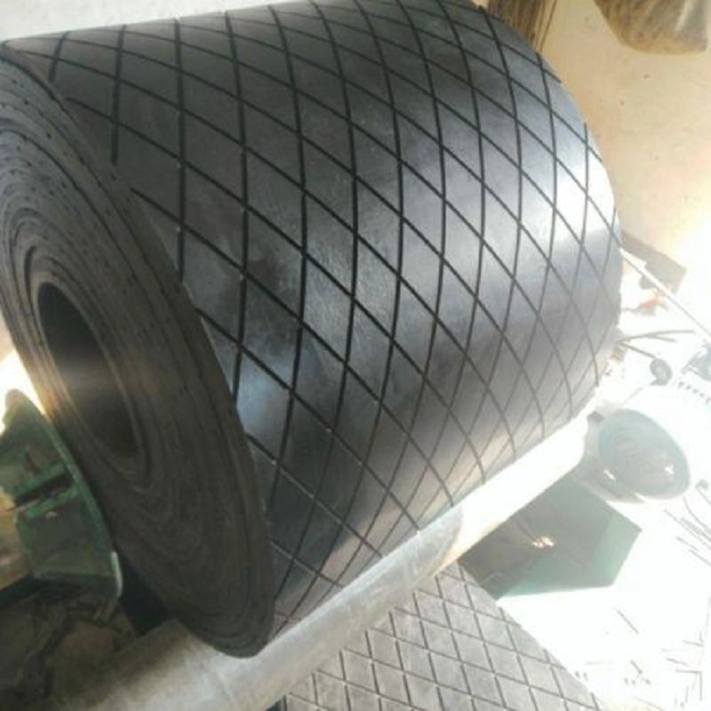 Ceramic Pulley Lagging Conveyor Roller Coated Diamond Rubber Plate