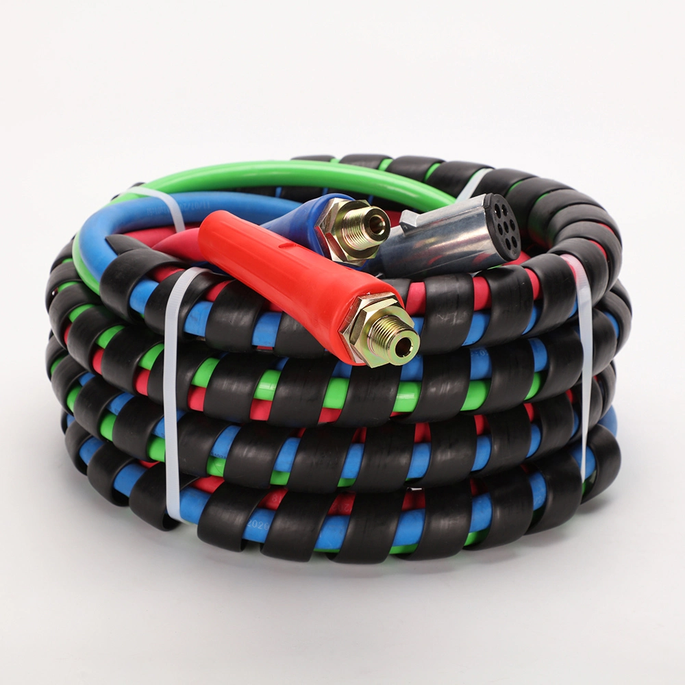 Yute 12FT 3-in-1 Red Blue Air Line Hose and ABS Electrical Cable Wrap