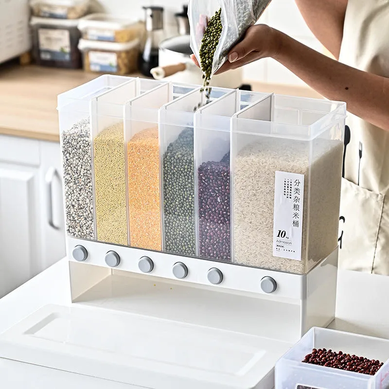 Contenedor de arroz comida cereal contenedor Wall-Mounted dispensador de cereales