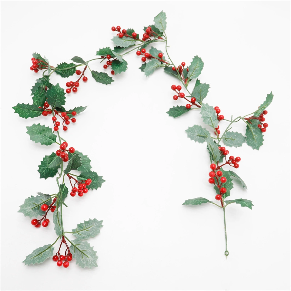 Hot Selling artificial Berry Green Leaf Long Vine decoração de Natal Vinha longa