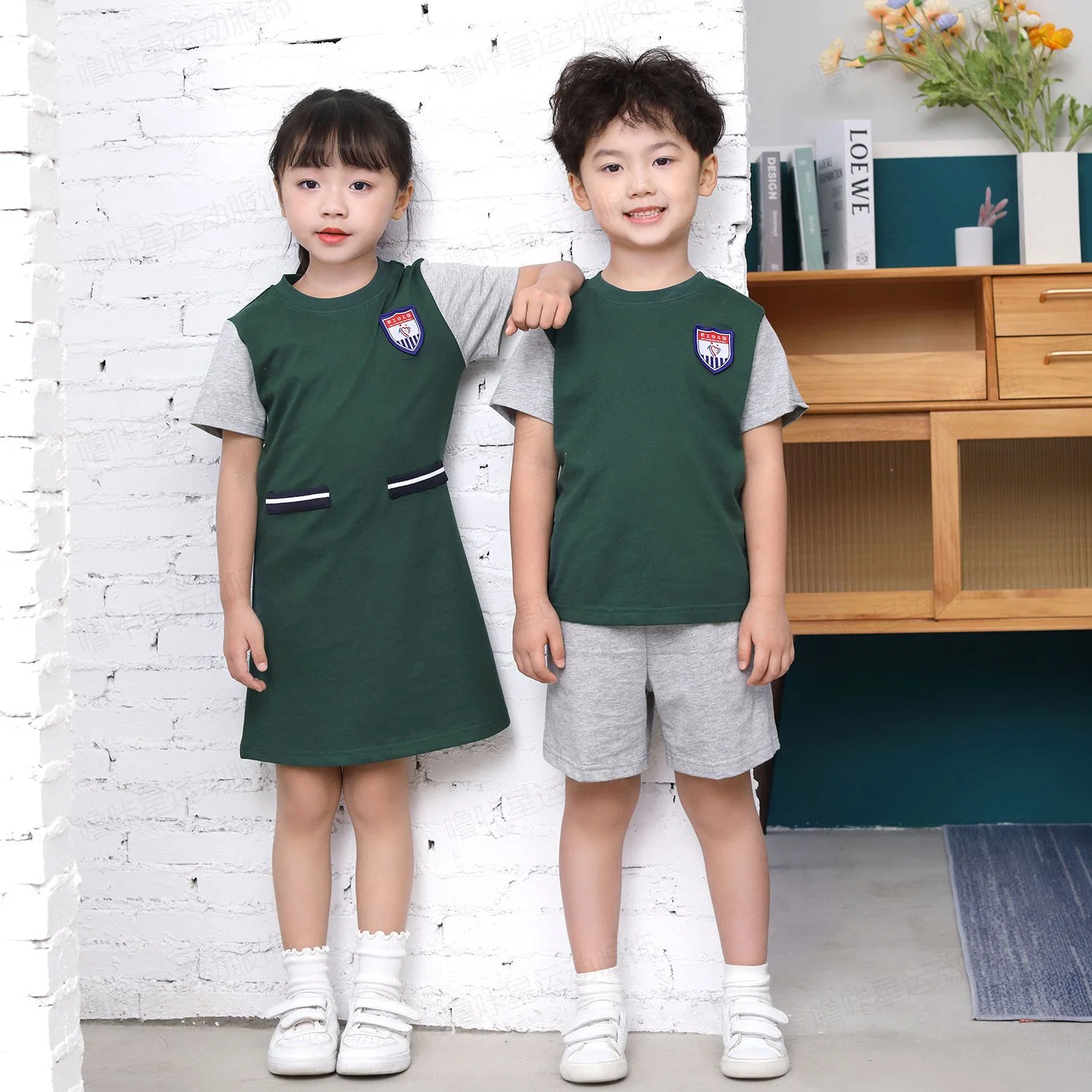 Manufacture Long Sleeve 100% Cotton Customized Educational Dress Kids Wear School Attire