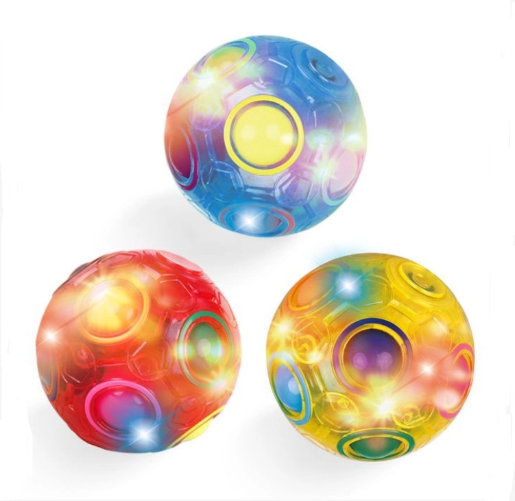 Creative Rainbow Football Ball Magic Cube 12 Holes Intelligent Fidget Toy Kids Puzzle Magic Puzzle Interest Stress Reliever Rainbow Magic Ball Fun Cube Fidget