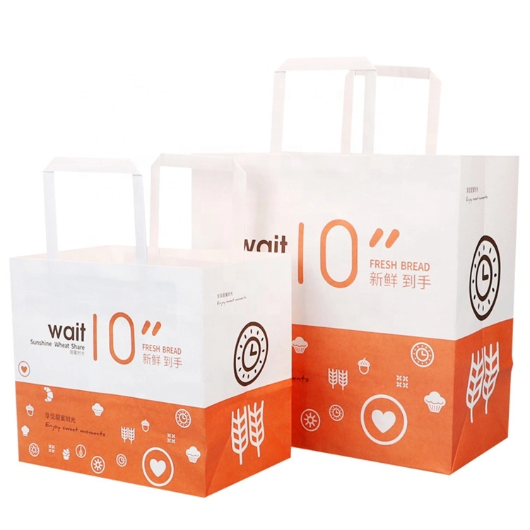 Bolsas de papel para comida para llevar en el restaurante Pizza con asa para Sushi