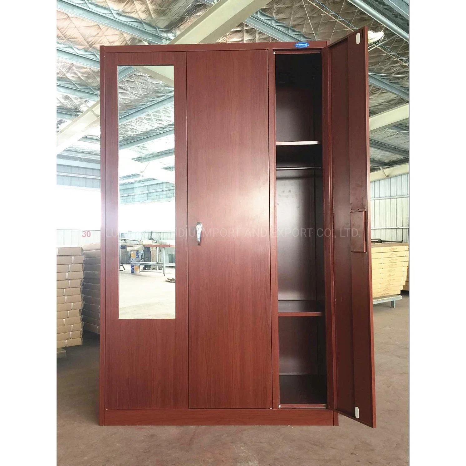 Bedroom Wardrobe with Mirror Steel Almirah Storage Locker Closet Cabinet Metal Furniture