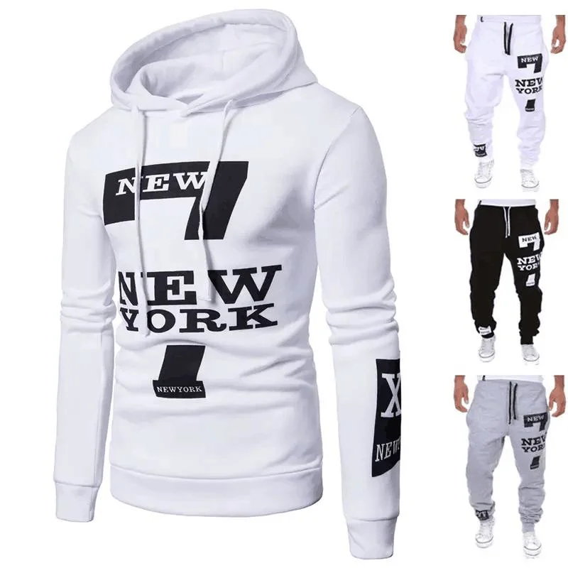 Plus Size Outdoor Sport Men Sportswear Tracksuits Men 2 Piece Set Sweatpants and Hoodie Sets