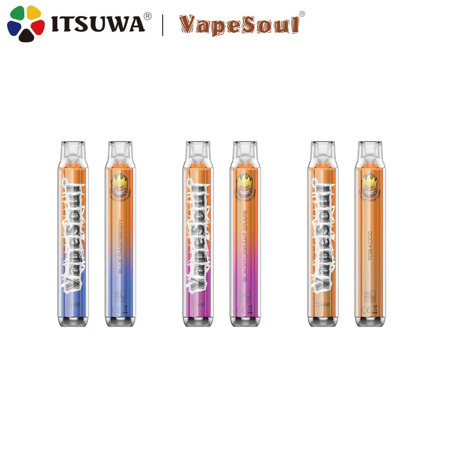 قلم Vapesoul Clear Crystal Puff E-Cigarette لتبخير الجملة Vape القابل للاستخدام مرة واحدة