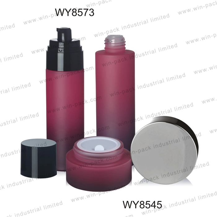 45ml 100ml 120ml 50g 100g Solid Gradient Red Color of The Glass Bottle Lotion Bottle Shiny Silver Cap and Collar Shiny Black Plastic Cap