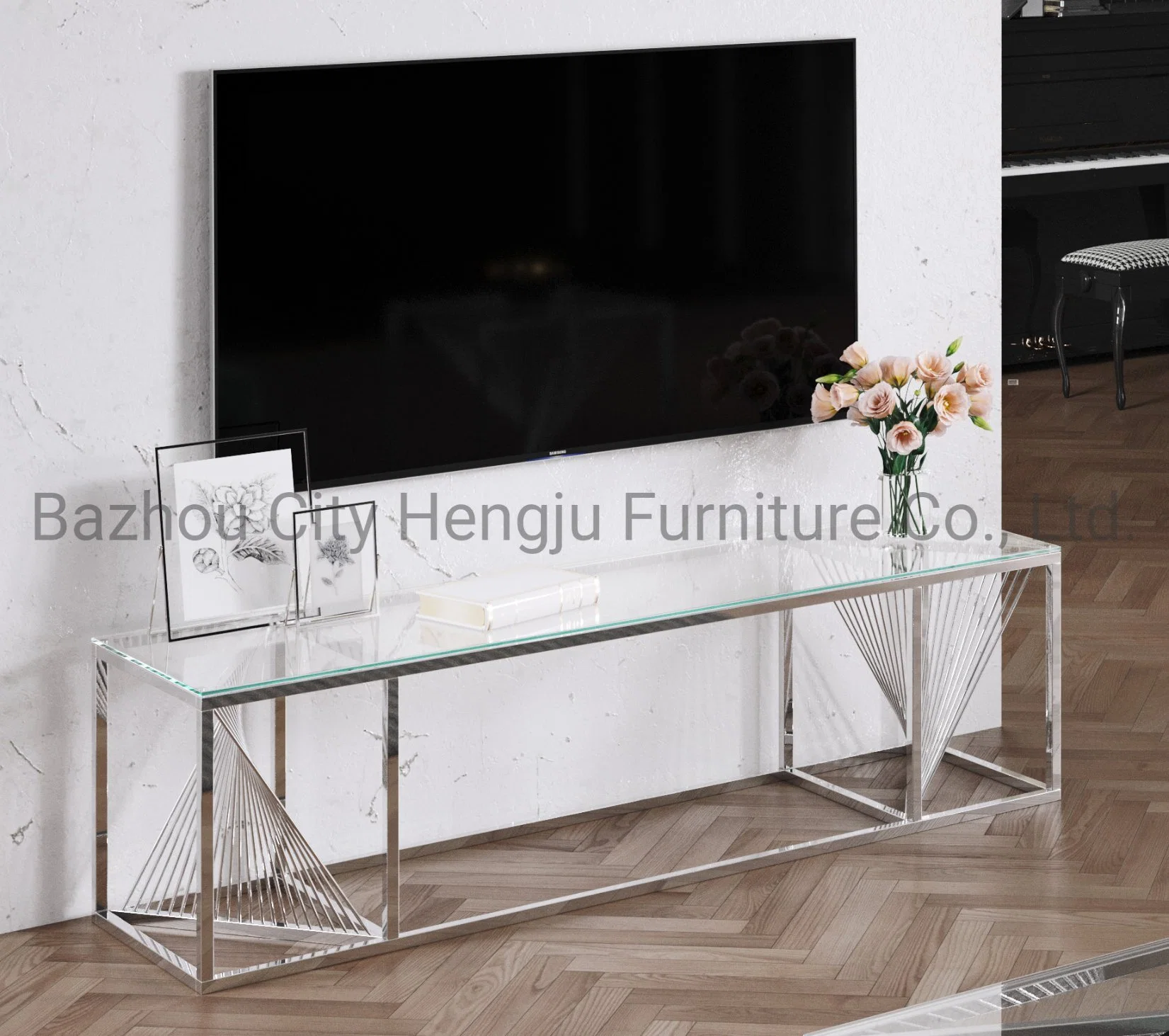 TV Stand Grey Curved Corner Glass Furniture TV Cabinet Modern Elegant Custom Gray Living Packing Room Tempered Glass TV Stand