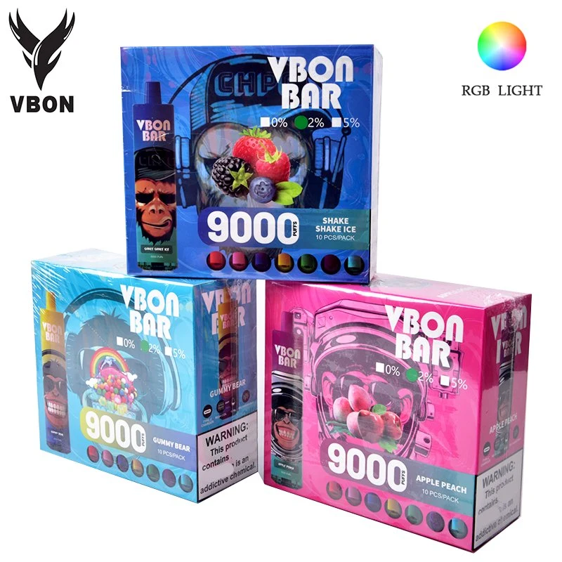 Vbonbar 9000 puffs RVB stylo à dosette jetable E-cigarette Vape rechargeable