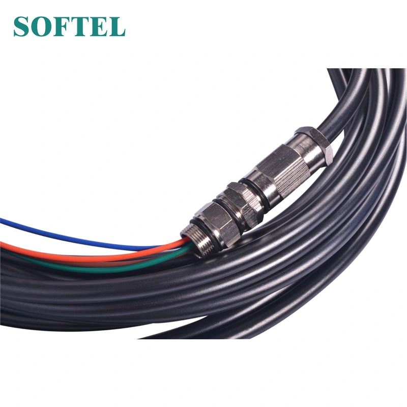 Waterproof Black Pigtail 2/4 Cores Armored Fiber Optic Pigtail Cable with Plug and Socket