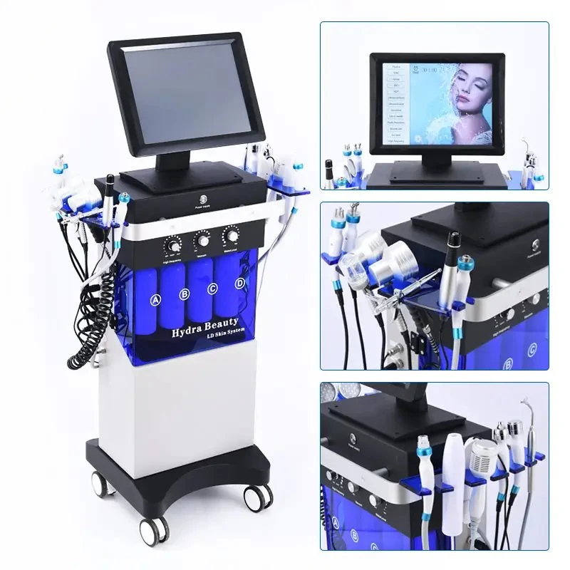 14 in 1 Facial Beauty Machine Professional SPA Aqua Peeling Hydrodermabrasion Facial Wrinkle Removing and Care Oxygen Machine