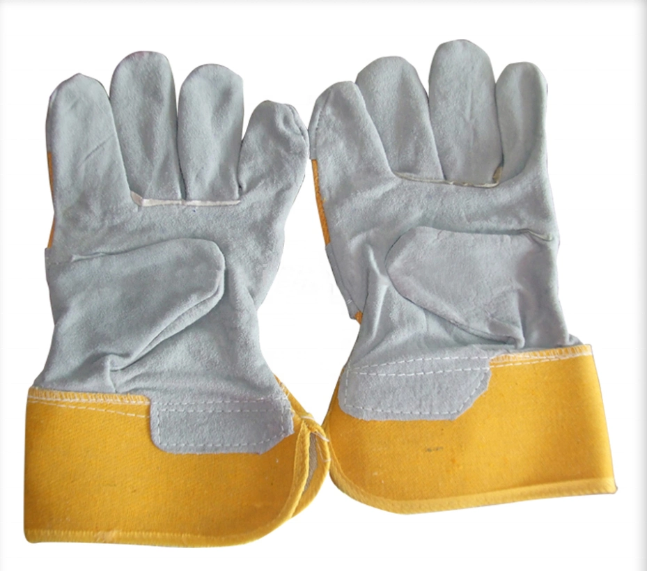 High quality/High cost performance  Double Palm Cow Split Leather Welding Safety Gloves