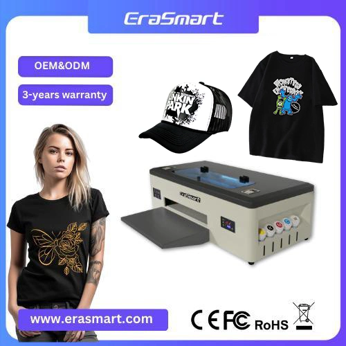 Erasmart DTF Film A3-Size-DTF-Film-T-Shirt mit weißer Tinte Digitale Wärmeübertragungsdruckmaschine für Tintenstrahldrucker